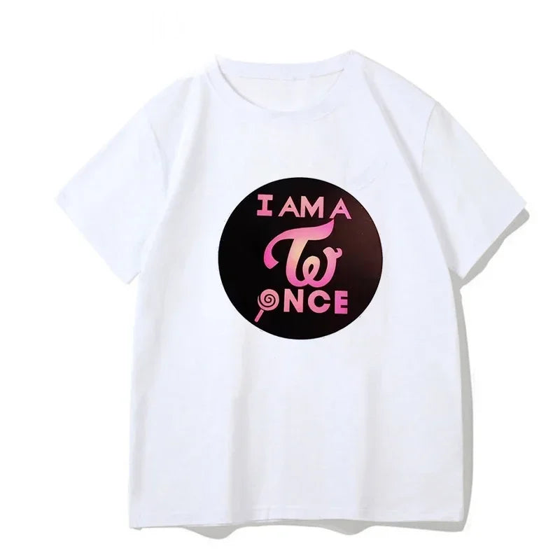 Camiseta TWICE Feminina – Kpop, Manga Curta, Estilo Harajuku Y2K