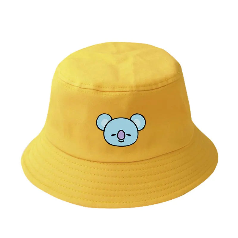 Chapéu de Sol BT21 – Estilo Casual Feminino / Unissex, Lona, Moda