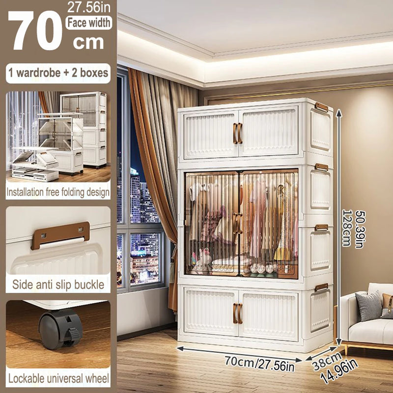 Organizador Dobrável para Guarda-Roupa – Grande Capacidade, 70/80cm, à Prova de Poeira