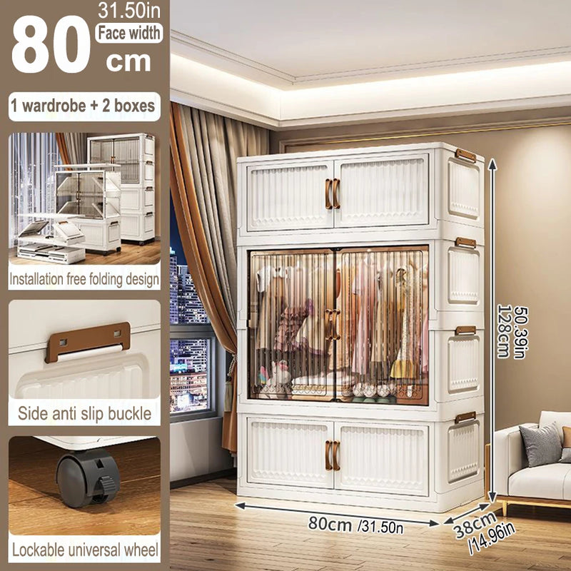 Organizador Dobrável para Guarda-Roupa – Grande Capacidade, 70/80cm, à Prova de Poeira
