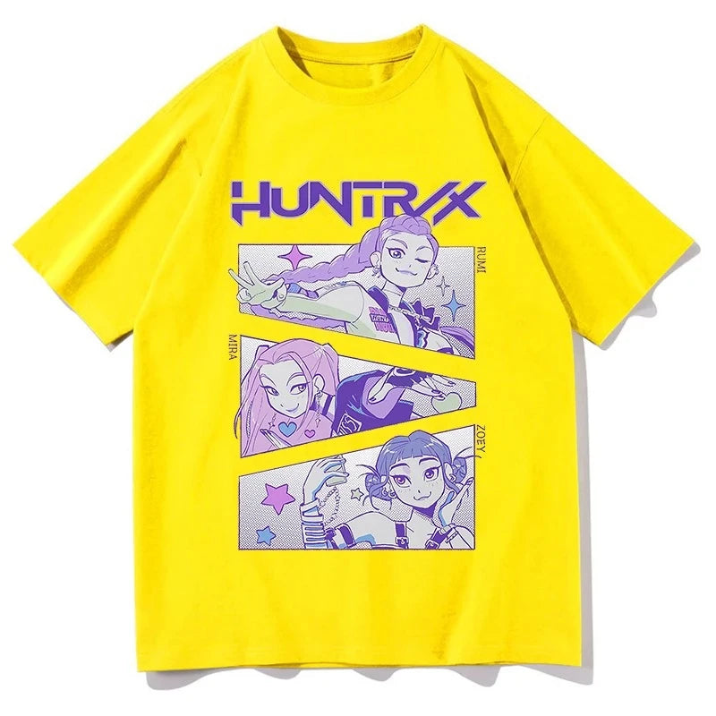 Camiseta KPop Demon Hunters – Unissex, Manga Curta, Estampa Gráfica