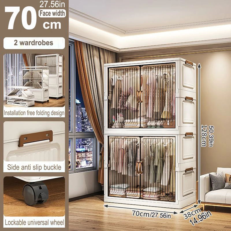 Organizador Dobrável para Guarda-Roupa – Grande Capacidade, 70/80cm, à Prova de Poeira