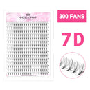Extensão de Cílios Premade 7D Wispy Fans CoMango – Volume Russo, Base Fina, Preto Natural, 300 Fans