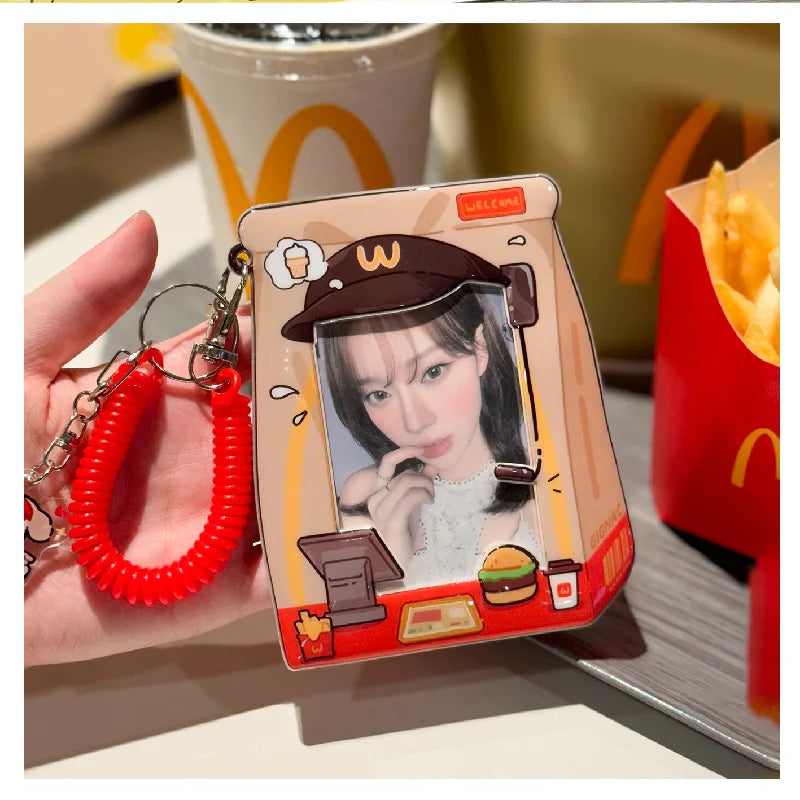 Porta-Fotocard K-Pop Kawaii Hambúrguer 3" com Pingente