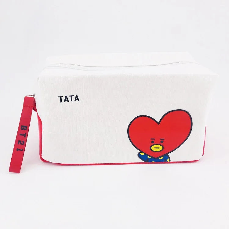Estojo BT21 Cooky & Chimmy – Bolsa Portátil para Lápis ou Cosméticos