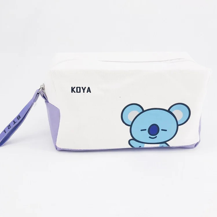 Estojo BT21 Cooky & Chimmy – Bolsa Portátil para Lápis ou Cosméticos