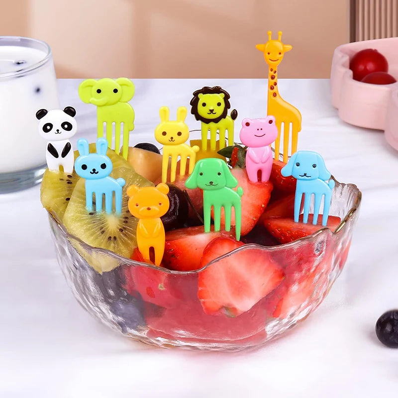 Kit Infantil para Lanche – Garfinhos Animais + Cortadores e Divisórias de Silicone