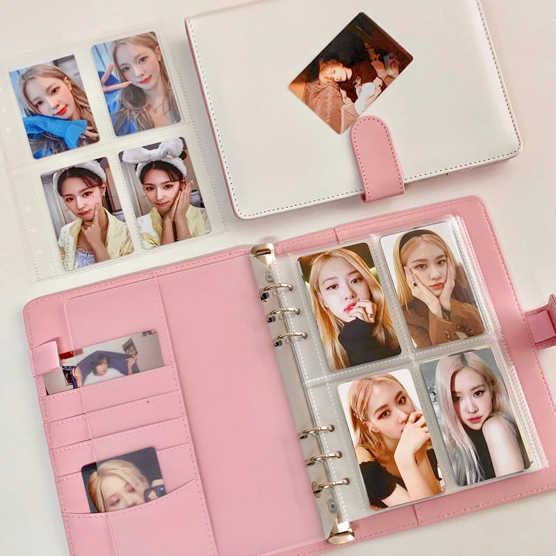 Álbum A5 de Couro PU – Colorido, Porta Photocards Kpop, Caderno Fichário