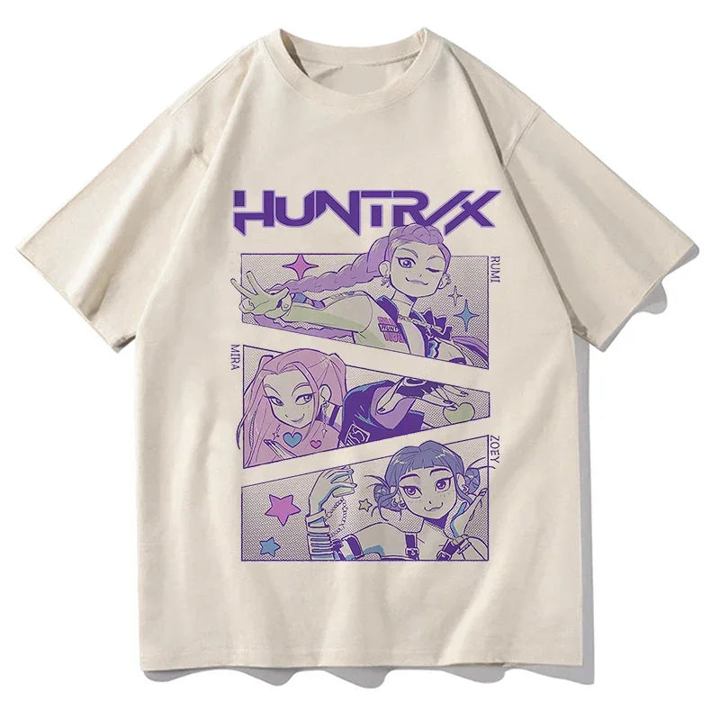 Camiseta KPop Demon Hunters – Unissex, Manga Curta, Estampa Gráfica