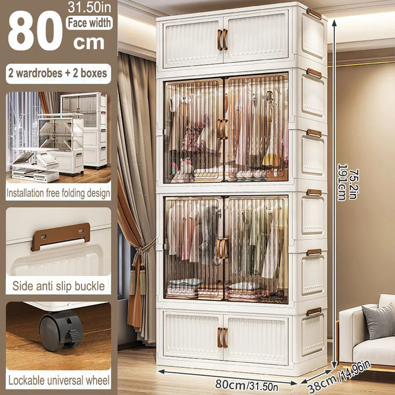 Organizador Dobrável para Guarda-Roupa – Grande Capacidade, 70/80cm, à Prova de Poeira