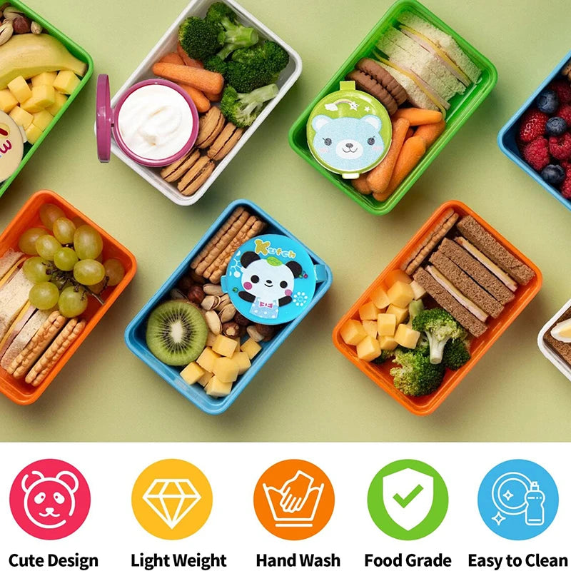 Kit Infantil para Lanche – Garfinhos Animais + Cortadores e Divisórias de Silicone