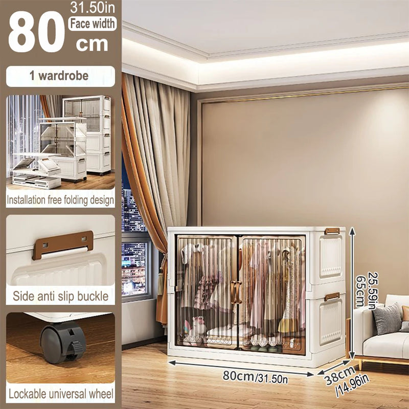 Organizador Dobrável para Guarda-Roupa – Grande Capacidade, 70/80cm, à Prova de Poeira