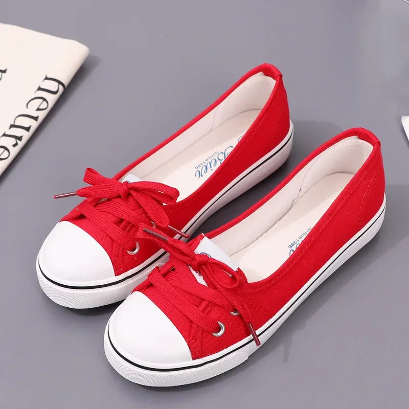 Tênis Feminino Casual de Lona Branco Slip-On Leve e Confortável
