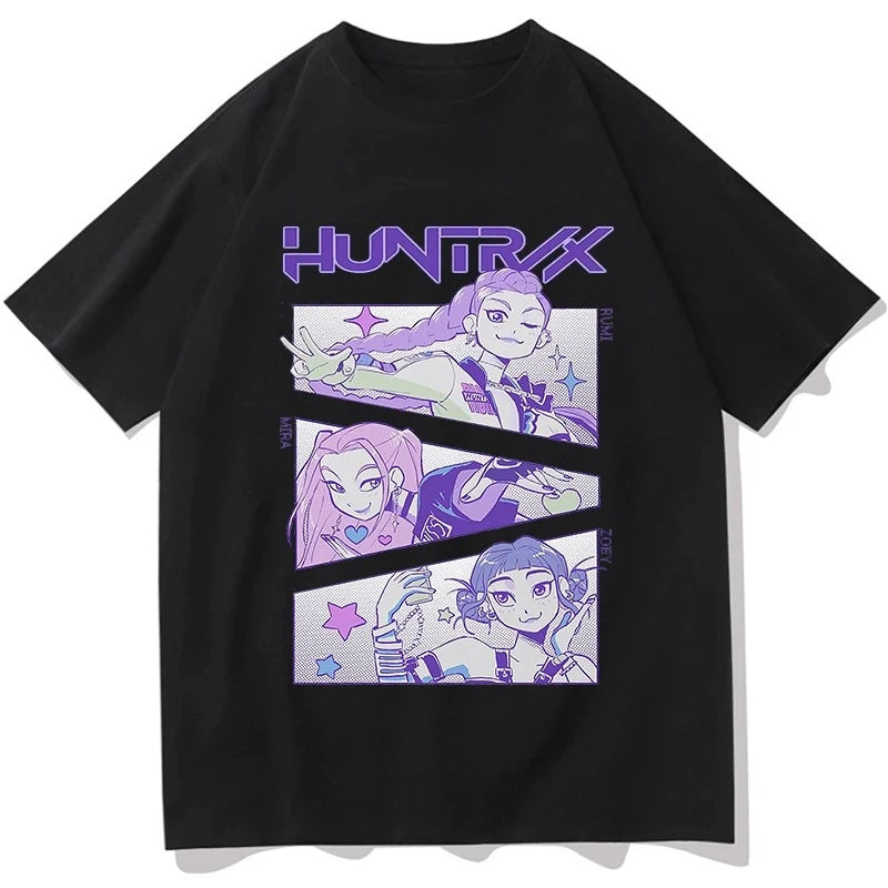 Camiseta KPop Demon Hunters – Unissex, Manga Curta, Estampa Gráfica