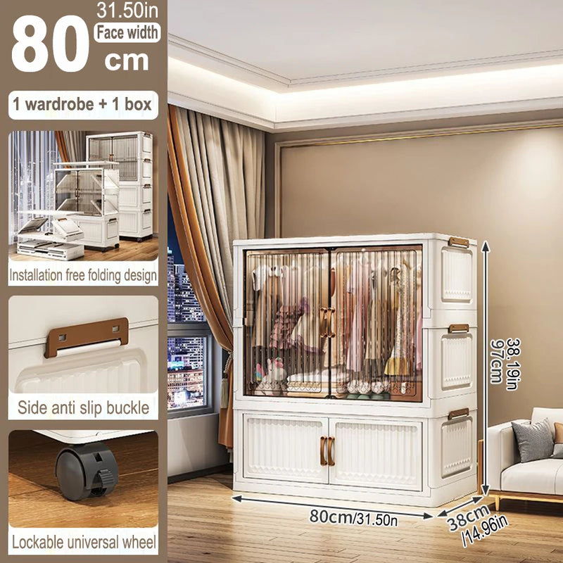 Organizador Dobrável para Guarda-Roupa – Grande Capacidade, 70/80cm, à Prova de Poeira
