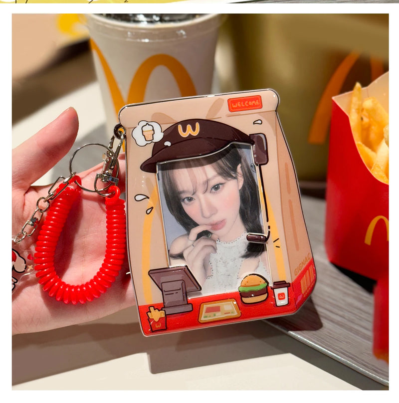 Porta-Fotocard K-Pop Kawaii Hambúrguer 3" com Pingente