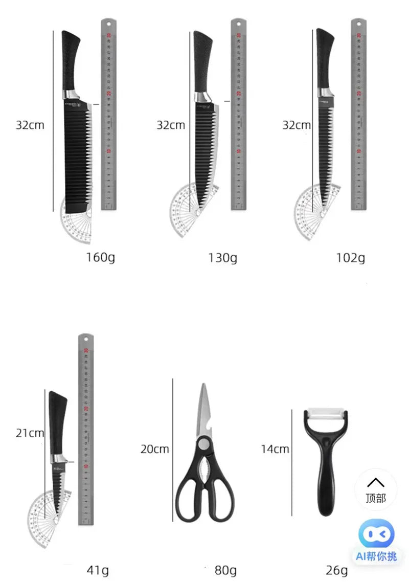 Conjunto de Facas Inox – 6 Peças (Chef, Frutas e Utilitárias)