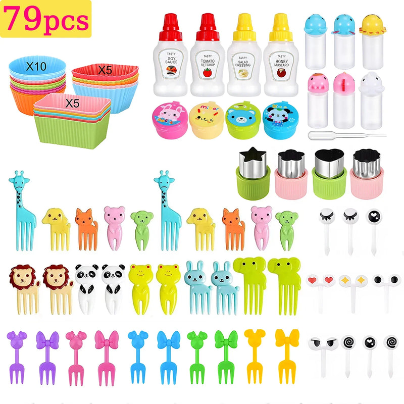 Acessórios Infantil para Marmita – Forminhas de Silicone + Palitinhos Decorativos
