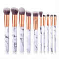 Kit 10 Pincéis de Maquiagem Profissional – Fundação, Blush, Sombra e Esfumar