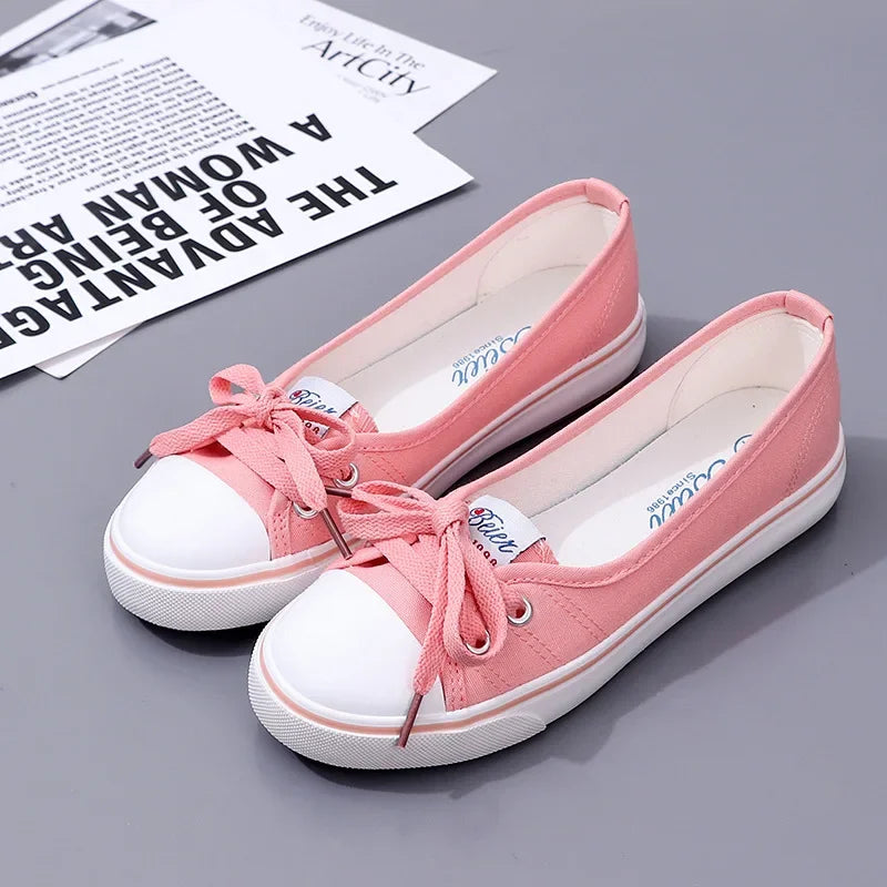 Tênis Feminino Casual de Lona Branco Slip-On Leve e Confortável