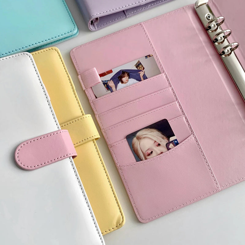 Álbum A5 de Couro PU – Colorido, Porta Photocards Kpop, Caderno Fichário