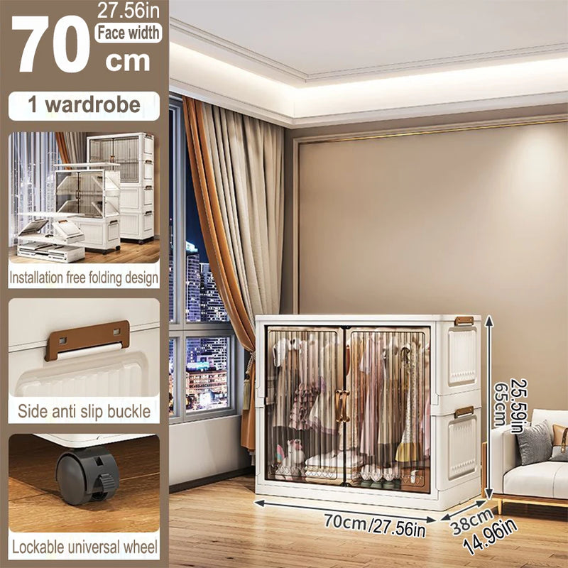 Organizador Dobrável para Guarda-Roupa – Grande Capacidade, 70/80cm, à Prova de Poeira