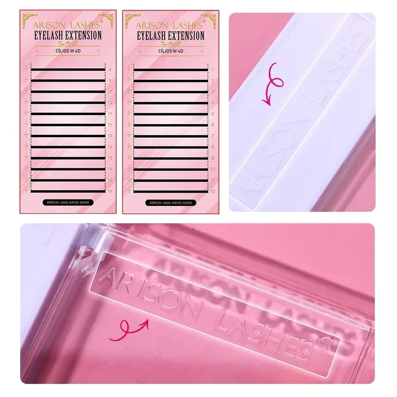 Cílios Postiços Profissionais ARISON 3D/4D/5D/6D W/YY – Extensão Volume Fans Mink Sintético