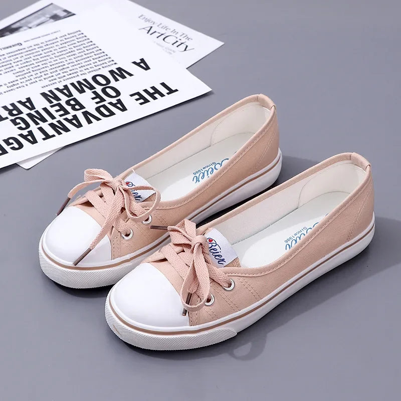 Tênis Feminino Casual de Lona Branco Slip-On Leve e Confortável