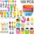 Kit Infantil para Lanche – Garfinhos Animais + Cortadores e Divisórias de Silicone