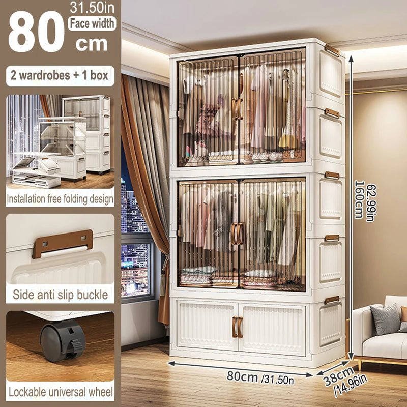 Organizador Dobrável para Guarda-Roupa – Grande Capacidade, 70/80cm, à Prova de Poeira