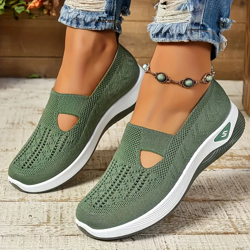 Tênis Feminino Casual Slip-On Leve e Respirável