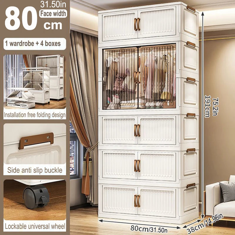 Organizador Dobrável para Guarda-Roupa – Grande Capacidade, 70/80cm, à Prova de Poeira