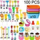 Kit Infantil para Lanche – Garfinhos Animais + Cortadores e Divisórias de Silicone