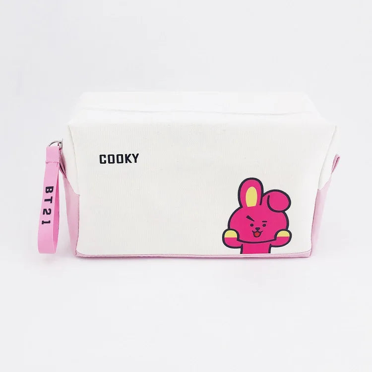 Estojo BT21 Cooky & Chimmy – Bolsa Portátil para Lápis ou Cosméticos
