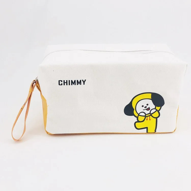 Estojo BT21 Cooky & Chimmy – Bolsa Portátil para Lápis ou Cosméticos