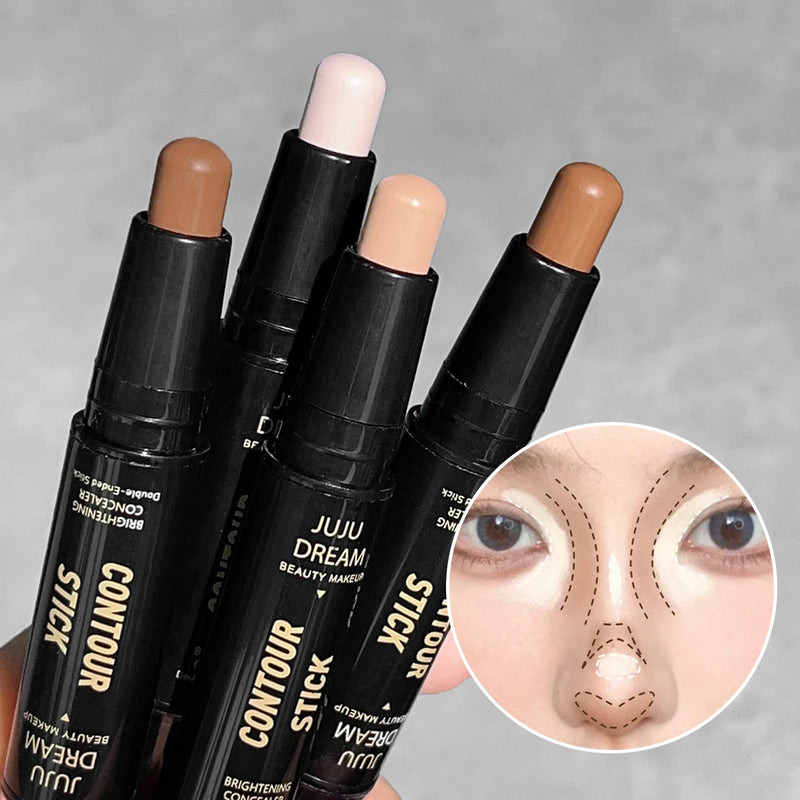 Bastão de Contorno e Iluminador 2 em 1 – Stick Facial para Definição, Nariz e Maçãs, Longa Duração