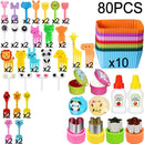 Kit Infantil para Lanche – Garfinhos Animais + Cortadores e Divisórias de Silicone