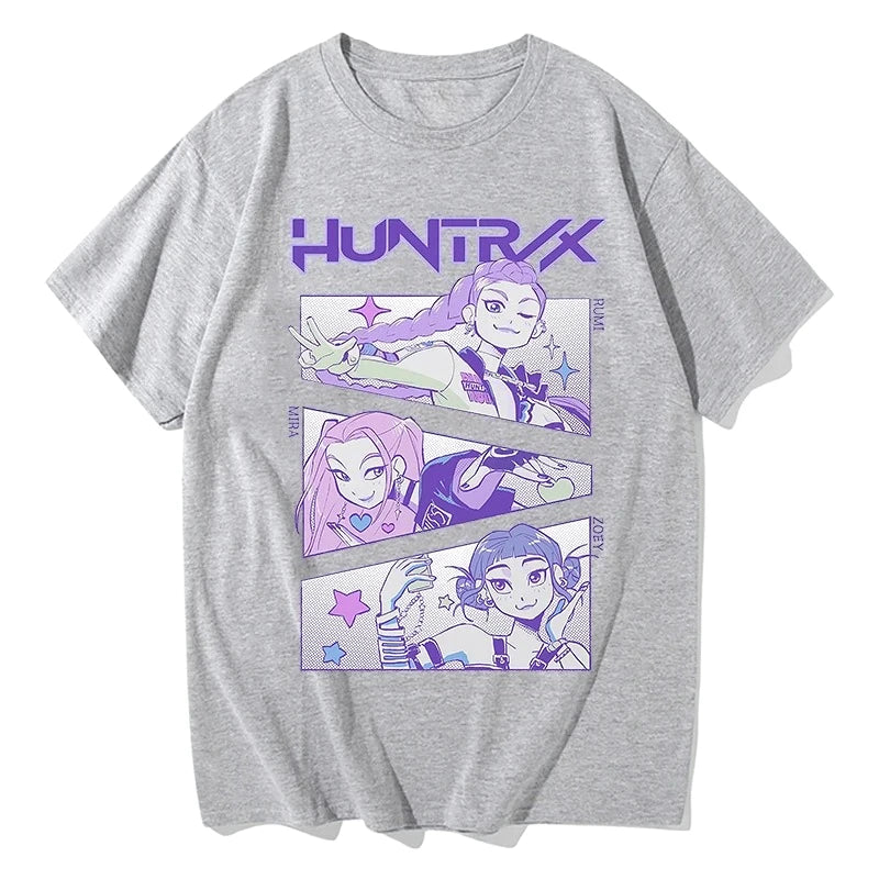 Camiseta KPop Demon Hunters – Unissex, Manga Curta, Estampa Gráfica