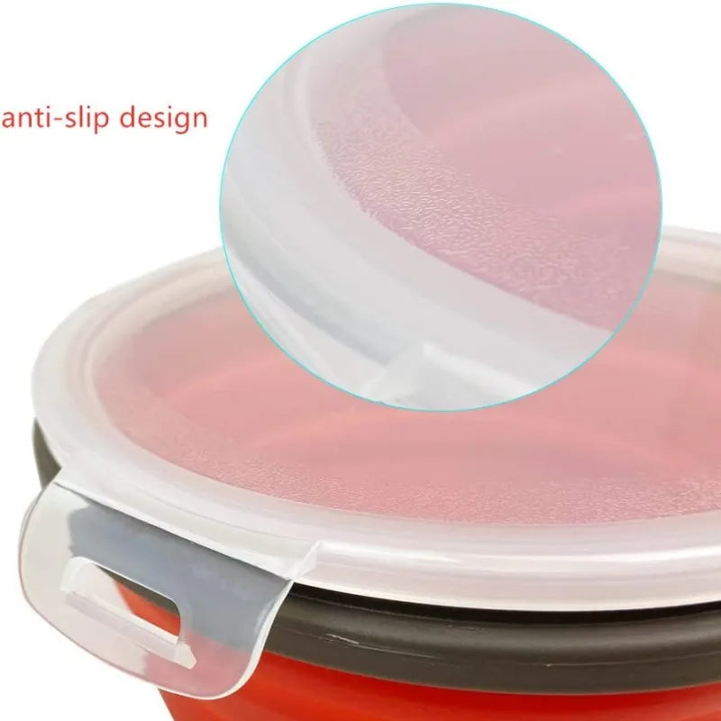 Marmita Dobrável de Silicone com Tampa – Portátil para Viagem e Camping