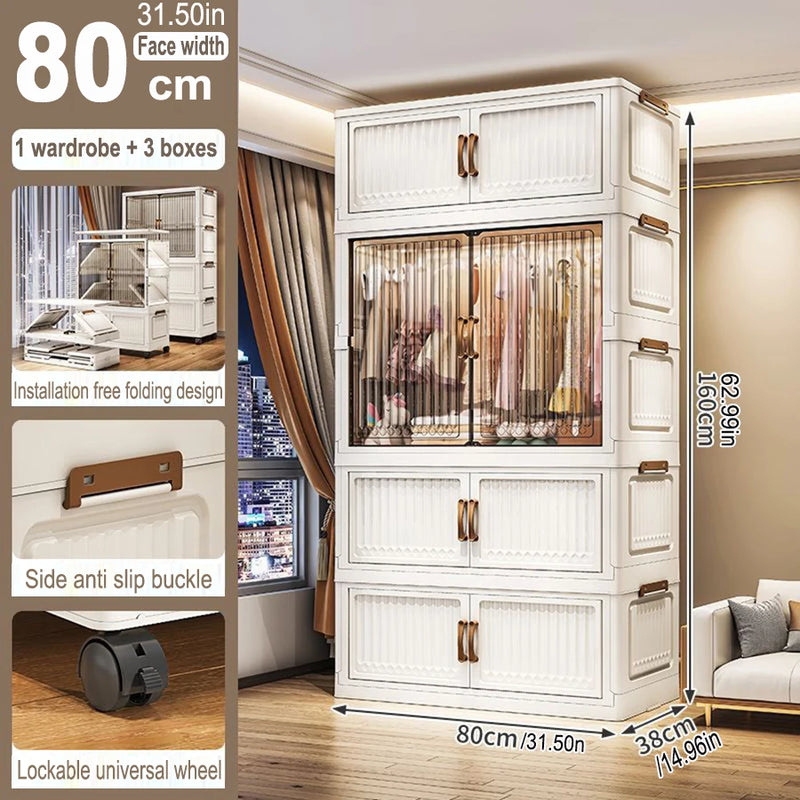 Organizador Dobrável para Guarda-Roupa – Grande Capacidade, 70/80cm, à Prova de Poeira