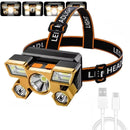 Lanterna de Cabeça Recarregável LED Poderosa para Camping, Pesca e Caça