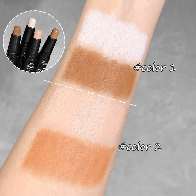 Bastão de Contorno e Iluminador 2 em 1 – Stick Facial para Definição, Nariz e Maçãs, Longa Duração