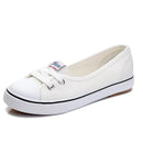Tênis Feminino Casual de Lona Branco Slip-On Leve e Confortável
