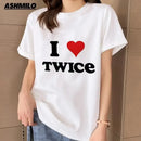 Camiseta TWICE Feminina – Kpop, Manga Curta, Estilo Harajuku Y2K