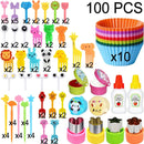 Kit Infantil para Lanche – Garfinhos Animais + Cortadores e Divisórias de Silicone