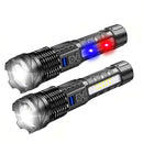 Lanterna LED Recarregável A76 COB Super Brilhante com Zoom, Luz Lateral e Power Bank