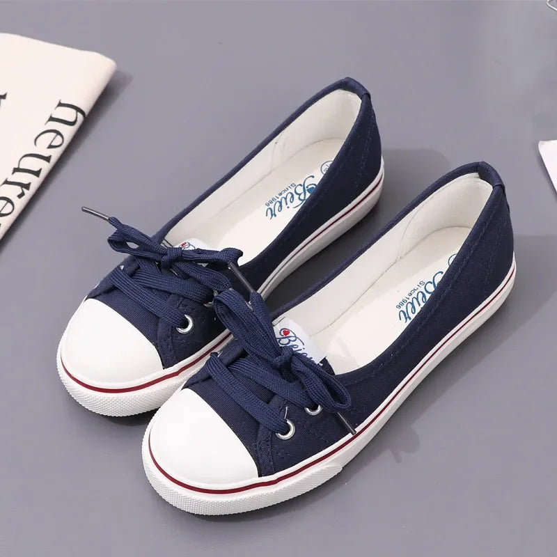 Tênis Feminino Casual de Lona Branco Slip-On Leve e Confortável