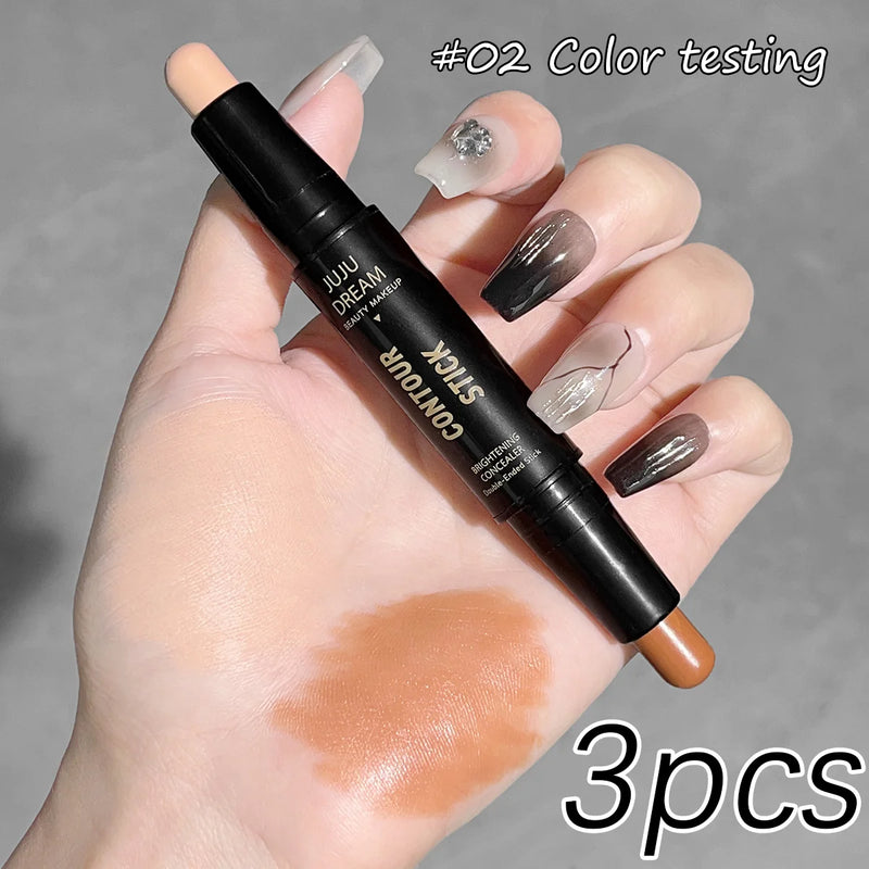 Bastão de Contorno e Iluminador 2 em 1 – Stick Facial para Definição, Nariz e Maçãs, Longa Duração
