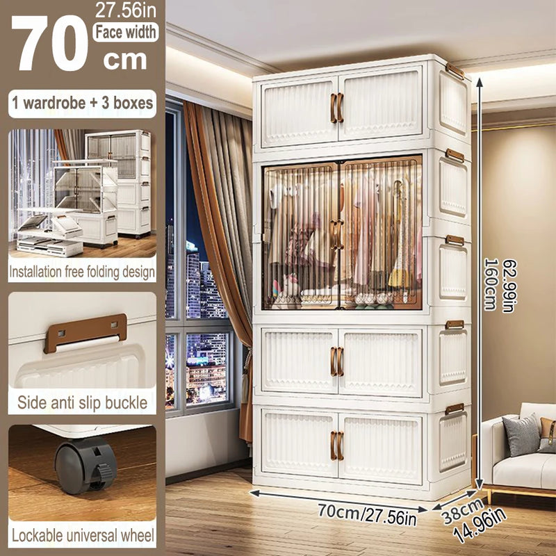 Organizador Dobrável para Guarda-Roupa – Grande Capacidade, 70/80cm, à Prova de Poeira