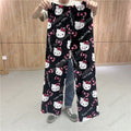 Pijama Hello Kitty 2024 – Calça Flanela Feminina Kawaii, Confortável e Casual